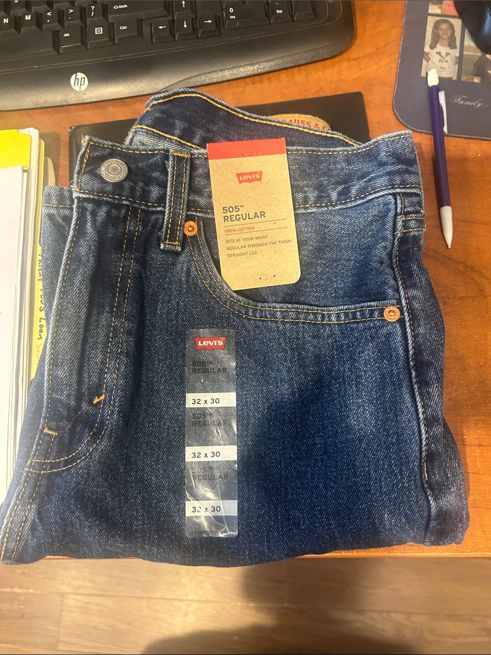 Levi's 505 Regular Men’s Jeans - Dark Blue with Contrast Stitching